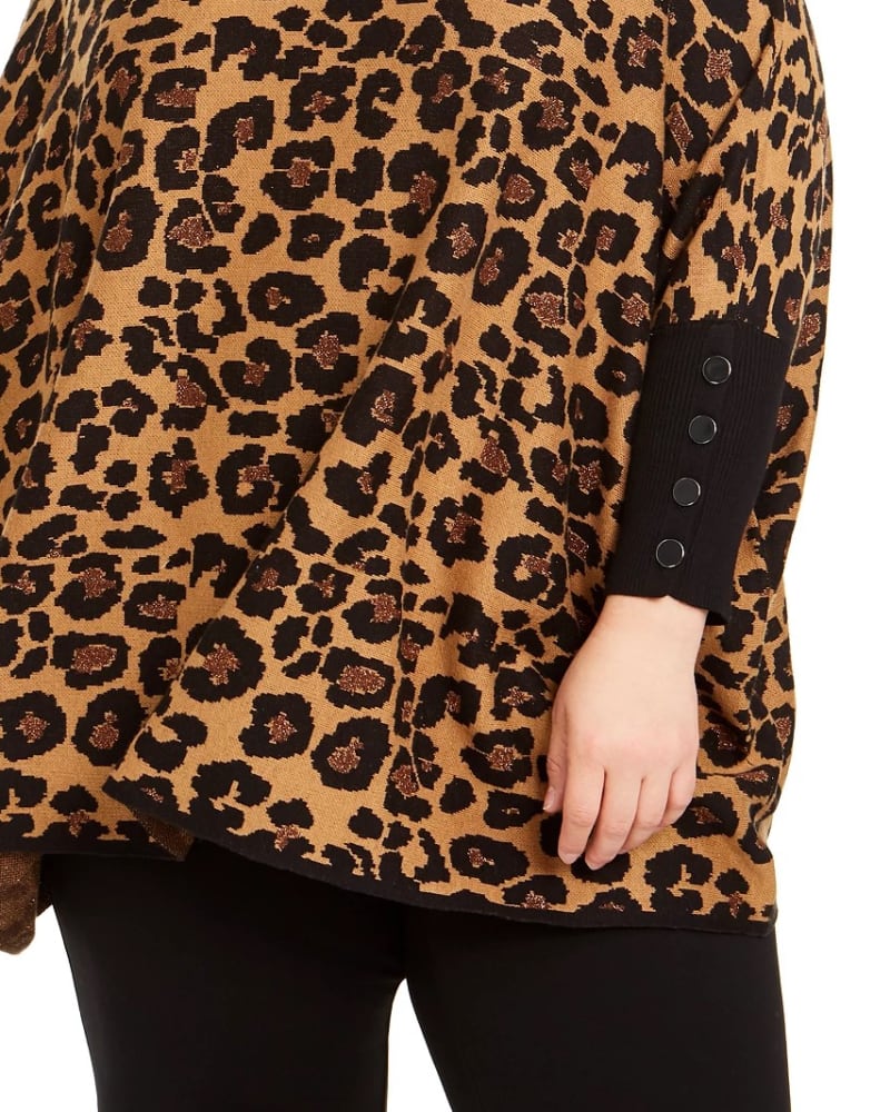 Leopard poncho sweater discount